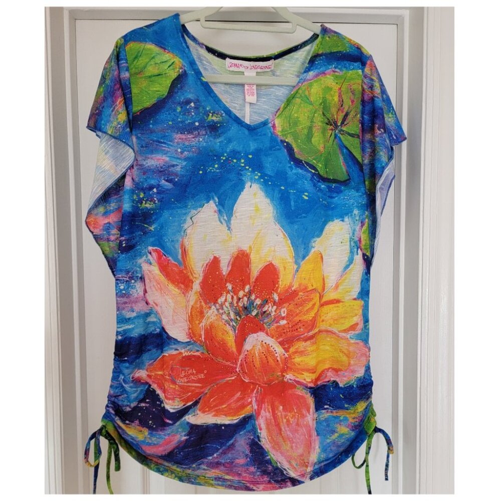 Leoma Lovegrove Bright Waterlily Shirt, Size L, NWOT